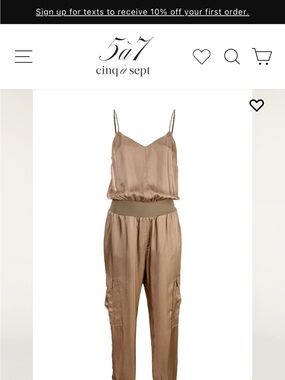 cinq a sept Satin Spaghetti-Strap Jumpsuit in Taupe